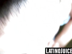 Latino slut cums while riding thick uncut cock