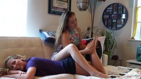 Sexy Brunette and Busty MILF Foot Fetish Seduction