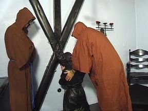 Two monks show her in a horny rite what happens when she is not listening to her master