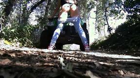 ”Tatted Hoe Peeing While Toying Her Twat On A Quad”