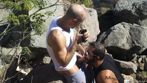 Adam Russo and a baldie are making a sex tape in public