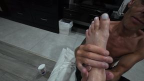 Giving Mistress a Creamy Foot Massage