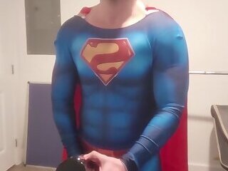 Superman jerks off for your pleasure