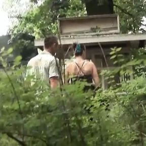 Hot German woman pleasing a cock in the woods with her juicy pussy