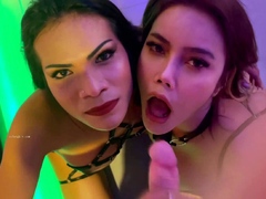 Watch hot group sex with a blond Tgirl