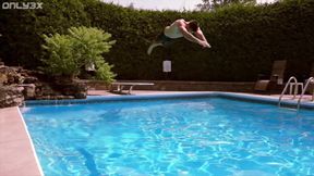 Amy Lee have some daydreaming next to the pool