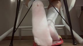 Giantess Candid Feet Shaking, Tiny Man Stuck to Her Smelly Socks, Ignoring You