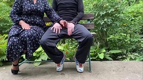 Busty MILF flashes huge booty to son-in-law and winks