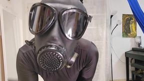 Nylon Zentai Catsuit and Gasmask Hot Encasement