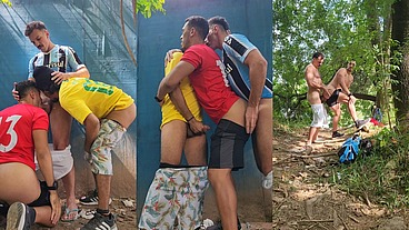 TRÊS HOMENS FORAM PEGOS TRANSANDO ATRÁS DAS ARQUIBANCADAS DO ESTÁDIO