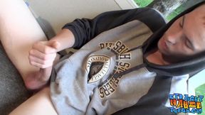 Homosexual thug takes a smoke outdoors and jacks off