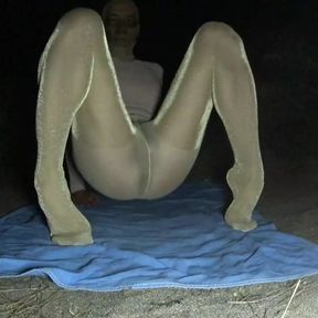 shinny pantyhose in darkness forest