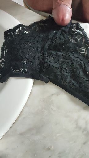 In a friend's bathroom Cumshot handjob tanga cum empty balls ruined orgasm