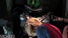 Superheroes Porn Fantasy: Blonde Hottie Supergirl Gives Her Super-Holes To Braniac's Dick
