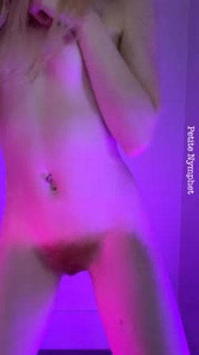 Sexy Spinner Teen Strips Naked &amp; Dances - Shaking Her Ass And Showing Off Hairy Pussy