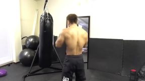 Muscle Hunk Boxing Heavy Bag Training