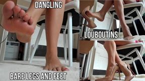 Bare legs and feet, legs in louboutins, dangling