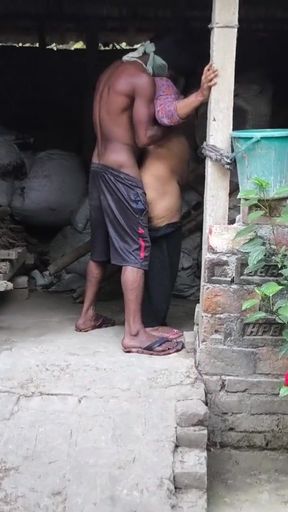 Memorable moment from &quot;My aunty was cleaning the yard. But I hugged him, put him in my aunty ass, and started fucking him anal&quot;