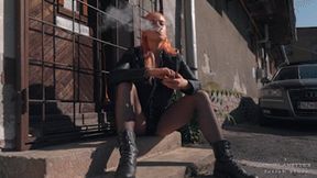 Smoking on the steps HD MP4