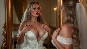 18-year-old blonde bride in wedding dress cheats with muscular bbc ai generated