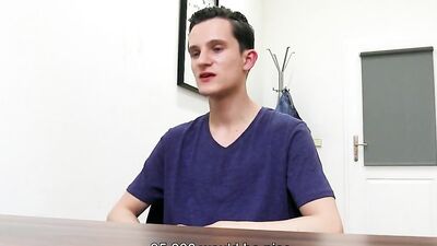 Twink is undressed and butt-fucked at his first gay casting