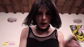 Horny transgender Violet Divanetto loves to play with her cock