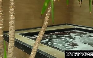 Big Booty Blonde Tgirl Nathalia De Castro Gets Drilled by a Machine