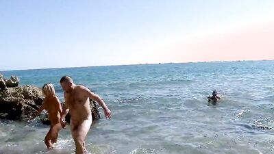 Beautiful French mature Tamara double dicked at the beach