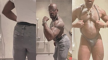 Sexy Black Grandad Post Gym Muscle Flex