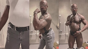Sexy Black Grandad Post Gym Muscle Flex
