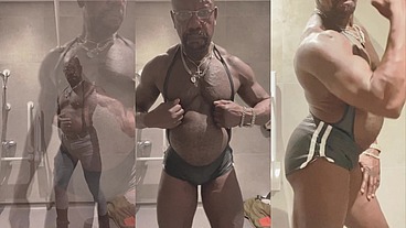 Sexy Black Grandad Post Gym Muscle Flex