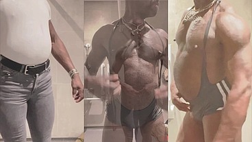 Sexy Black Grandad Post Gym Muscle Flex