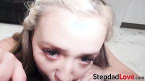 Petite teen with an amazing big ass Eva Nyx bends over to be screwed by her stepd