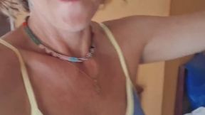 Riding two way dildo in different positions cumshow