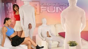 Lexi and Whitney lift skirts, sit on cock&#x1F346; ornaments, free-use fantasy unfold