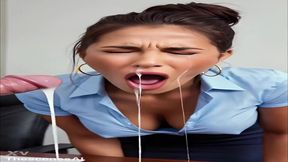 Ai Hot Latina Brunette Teen with Small Tits Deepthroat Blowjob Facial Cumshot