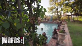 Stunning Brunette Karla Kush Bounces on A Thick Dick In POV Inside Her Outdoors Pool - MOFOS