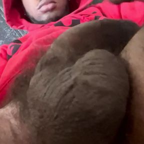 Young black guy playing with cock