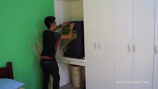 Asian Boy Argie Bareback Fucks Burglar