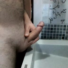 Cumming on bathroom with a lot of sperm