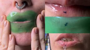 Giantess Lip Mask Fetish: Tiny Man Trapped Under Lip Mask, Saliva Tease & Glossy Lips