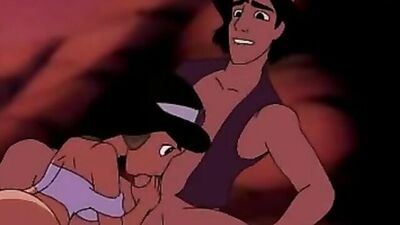 Aladdin pounds Jasmine's tight pussy and shoots his load in her mouth