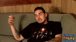 Straight thug Spade is talking to his buddy and masturbating