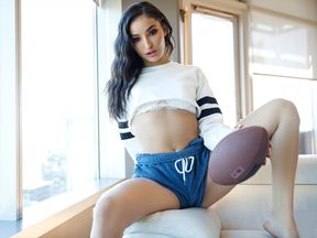 Petite Emily Willis promotes Football