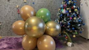 girl poping gerland balloons