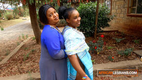 African MILF Lesbians Make Out In Public