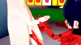 Miraculus Anime - Lady Bug Hand Job and Bj with Cum inside her Mouth