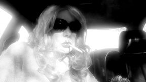 MRS. ROMAN SMOKING MARLBORO 100's IN HER CAR