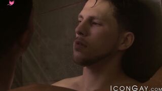Workout buddies Devon Felix and Roman Todd train their mouths in cock sucking