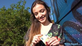 Public Sex Tattooed sexy minx Kylie cums on cock outdoors